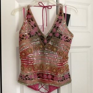 Boston Proper Beaded Sequin Tank Top